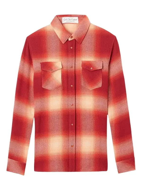 Tomato Shadow Plaid Cashmere Sport Shirt Tomato Shadow Plaid Cashmere Sport Shirt