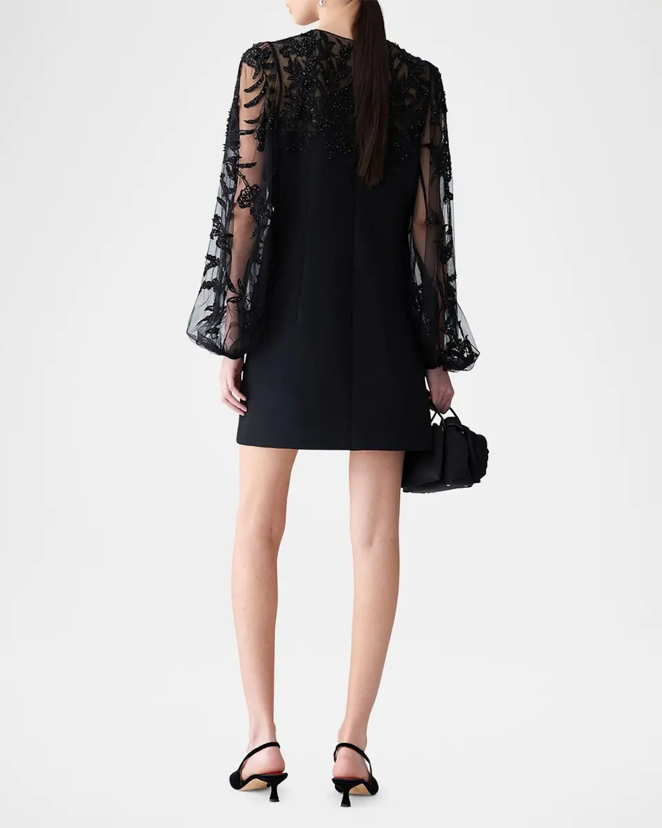 Carolina Herrera Embroidered Puff-Sleeve Mini Dress | Thumbnail 3 Carolina Herrera Embroidered Puff-Sleeve Mini Dress | Thumbnail 3