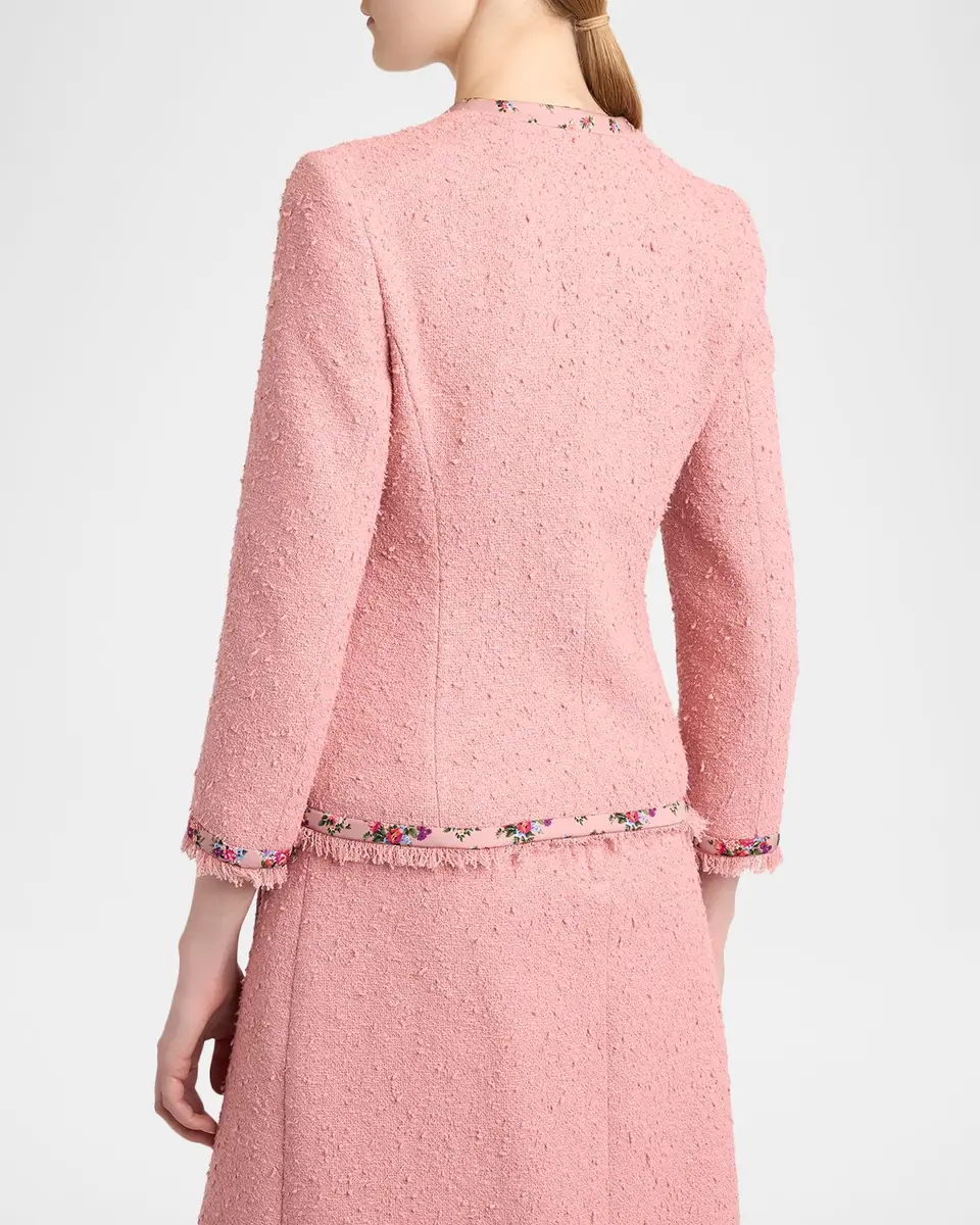 Dolce & Gabbana Floral-Trim Boucle Single-Breasted Jacket | Thumbnail 3 Dolce & Gabbana Floral-Trim Boucle Single-Breasted Jacket | Thumbnail 3