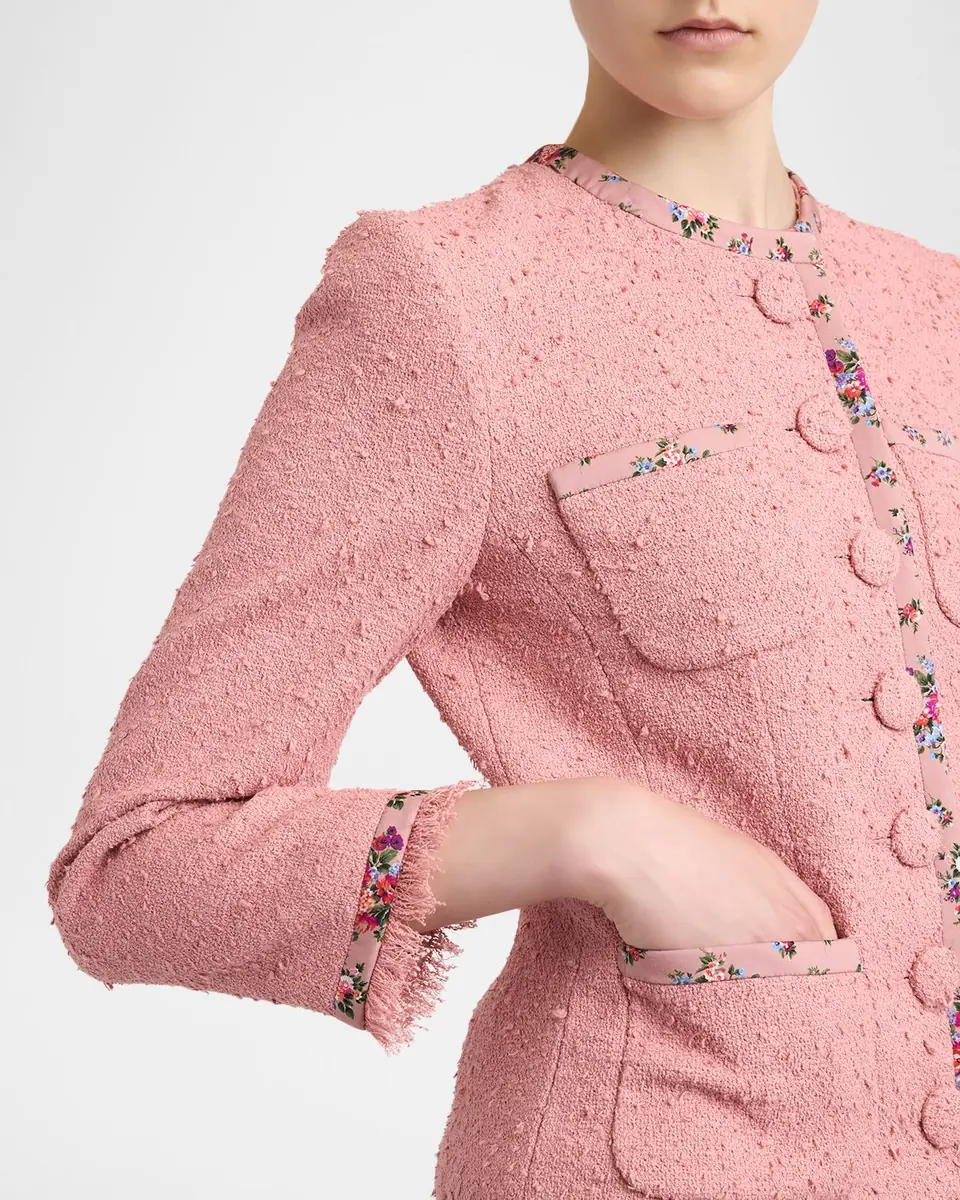 Dolce & Gabbana Floral-Trim Boucle Single-Breasted Jacket | Thumbnail 5 Dolce & Gabbana Floral-Trim Boucle Single-Breasted Jacket | Thumbnail 5