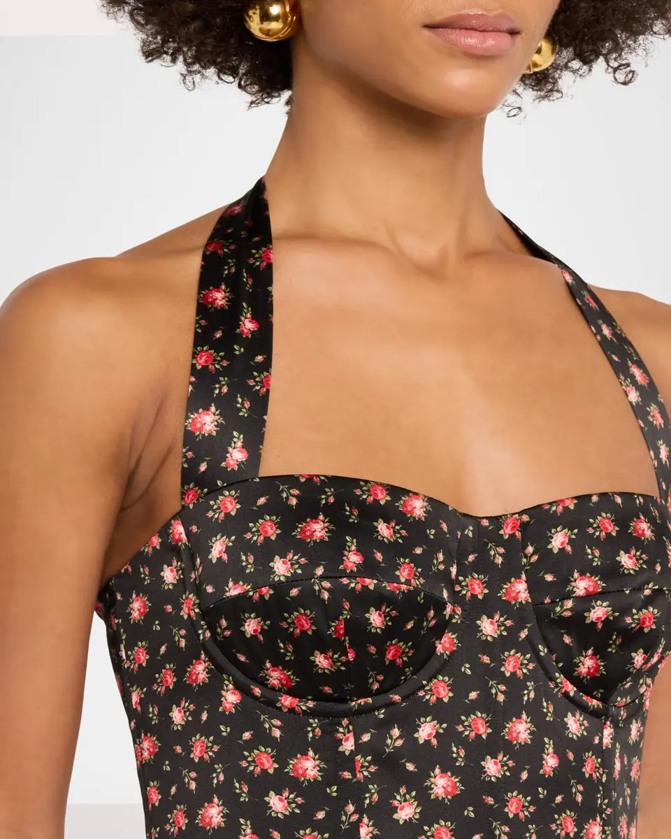 Dolce & Gabbana Floral-Print Satin Bustier Halter Mini Dress | Thumbnail 5 Dolce & Gabbana Floral-Print Satin Bustier Halter Mini Dress | Thumbnail 5
