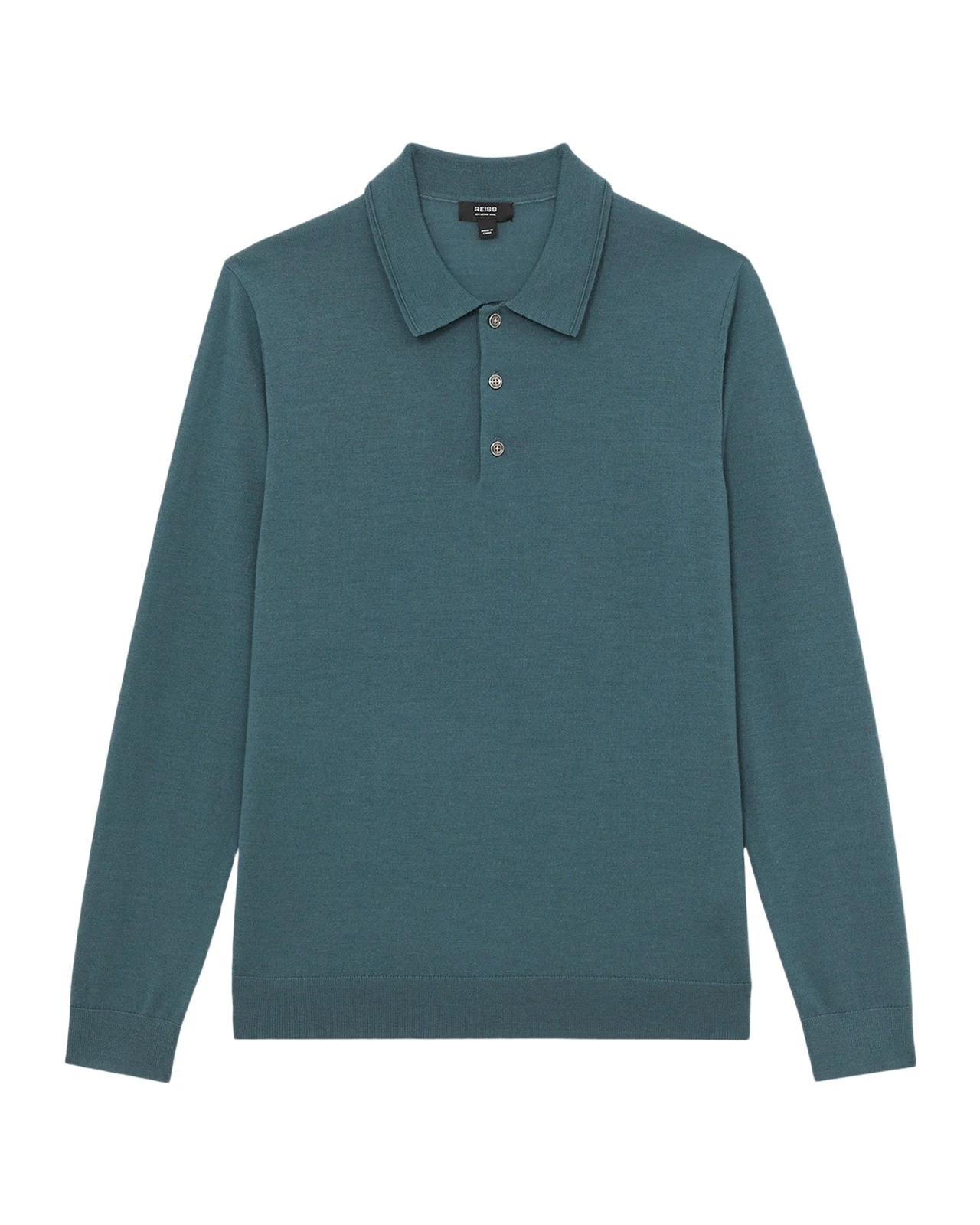 Reiss Men's Trafford Merino Wool Long-Sleeve Polo Shirt