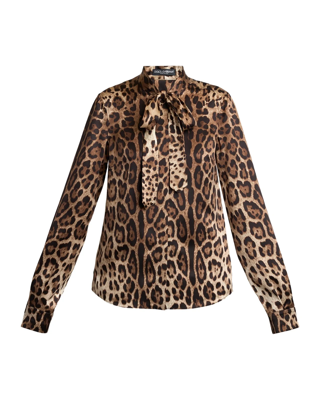 Neck-Tie Leopard-Print Silk Shirt Neck-Tie Leopard-Print Silk Shirt