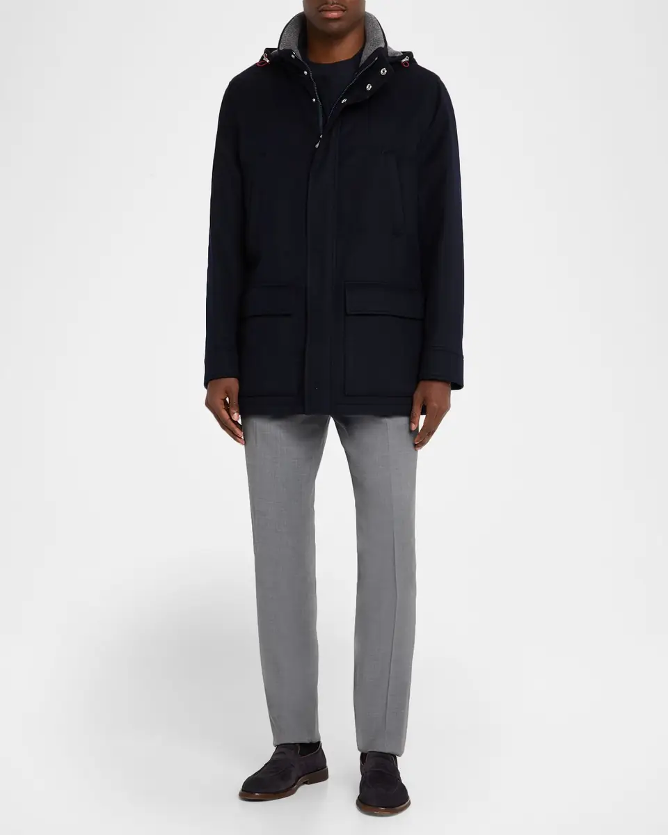 Brunello Cucinelli Men's Cashmere Hooded Coat | Thumbnail 2 Brunello Cucinelli Men's Cashmere Hooded Coat | Thumbnail 2