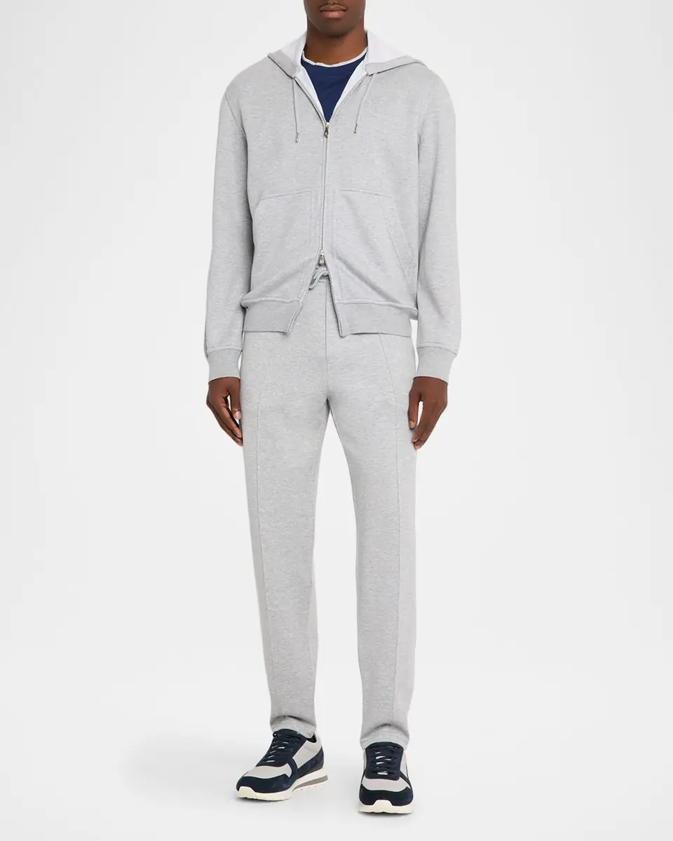 Brunello Cucinelli Men's French Terry Double Cloth Pintuck Pleated Trousers | Thumbnail 2 Brunello Cucinelli Men's French Terry Double Cloth Pintuck Pleated Trousers | Thumbnail 2