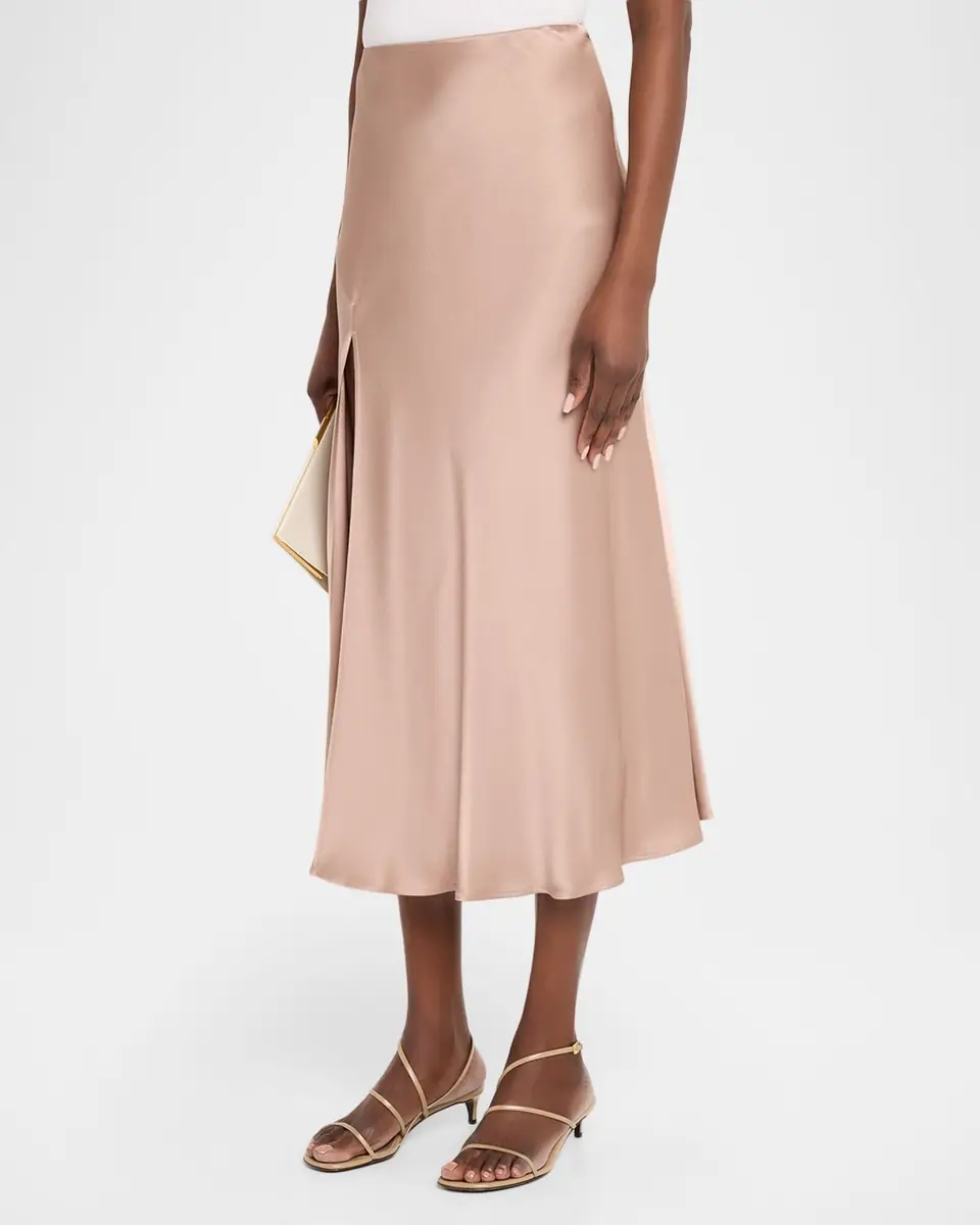 Lapointe Satin Bias Slit Midi Skirt | Thumbnail 4 Lapointe Satin Bias Slit Midi Skirt | Thumbnail 4