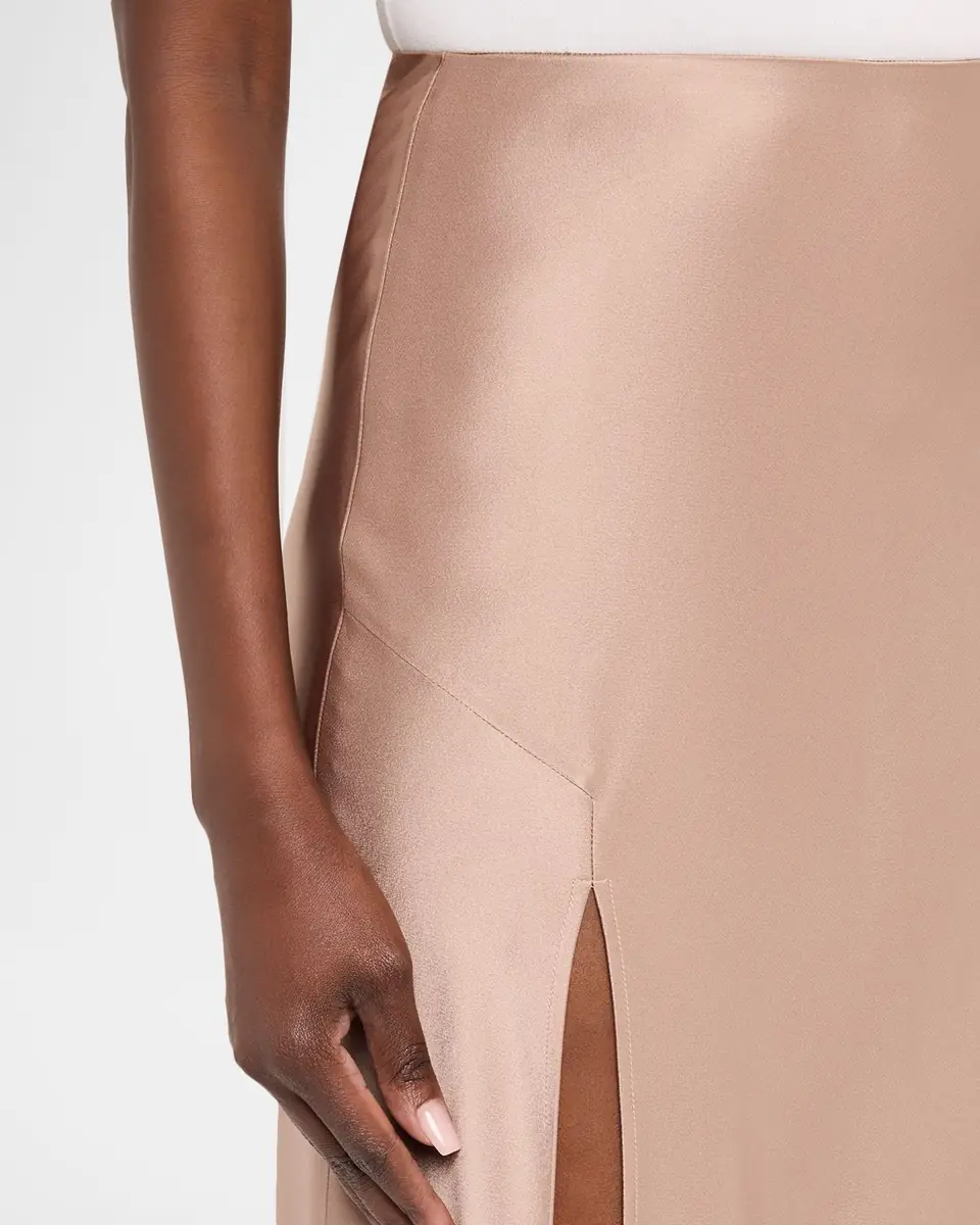 Lapointe Satin Bias Slit Midi Skirt | Thumbnail 5 Lapointe Satin Bias Slit Midi Skirt | Thumbnail 5