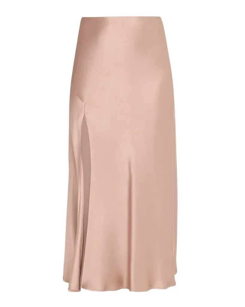 Lapointe Satin Bias Slit Midi Skirt