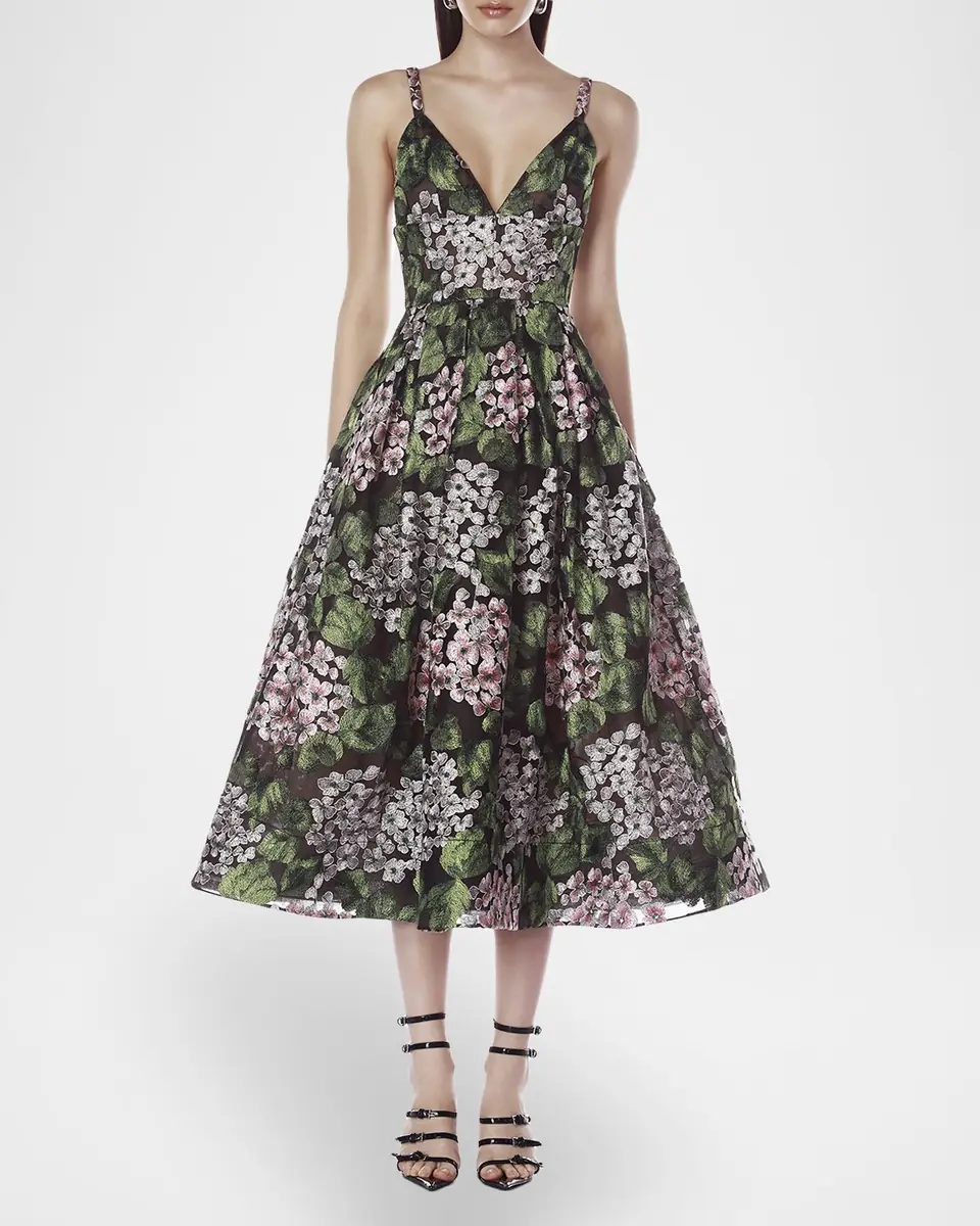 Bronx and Banco Eden Pleated Floral-Embroidered Midi Dress | Thumbnail 2 Bronx and Banco Eden Pleated Floral-Embroidered Midi Dress | Thumbnail 2