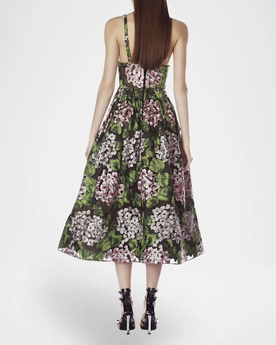Bronx and Banco Eden Pleated Floral-Embroidered Midi Dress | Thumbnail 3 Bronx and Banco Eden Pleated Floral-Embroidered Midi Dress | Thumbnail 3