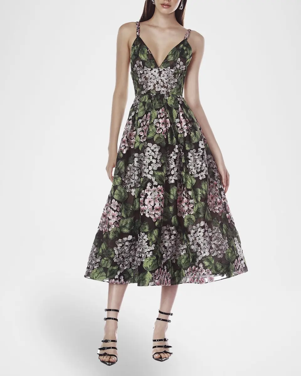 Bronx and Banco Eden Pleated Floral-Embroidered Midi Dress | Thumbnail 4 Bronx and Banco Eden Pleated Floral-Embroidered Midi Dress | Thumbnail 4