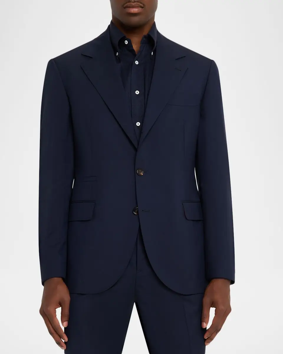 Brunello Cucinelli Men's Sharkskin Virgin Wool Single-Breasted Blazer | Thumbnail 4 Brunello Cucinelli Men's Sharkskin Virgin Wool Single-Breasted Blazer | Thumbnail 4