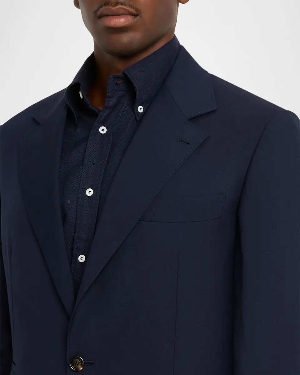 Brunello Cucinelli Men's Sharkskin Virgin Wool Single-Breasted Blazer | Thumbnail 6 Brunello Cucinelli Men's Sharkskin Virgin Wool Single-Breasted Blazer | Thumbnail 6