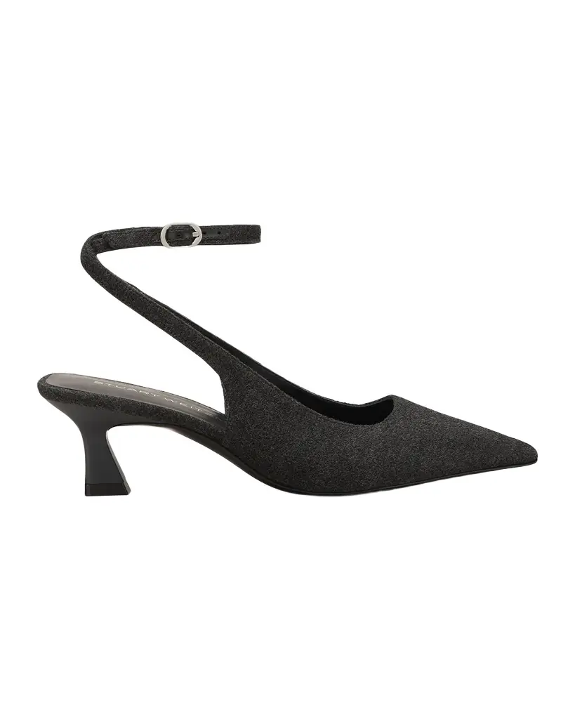 Stuart Weitzman 50mm Vinnie Flannel Ankle-Strap Pumps | Image 1 Stuart Weitzman 50mm Vinnie Flannel Ankle-Strap Pumps | Image 1