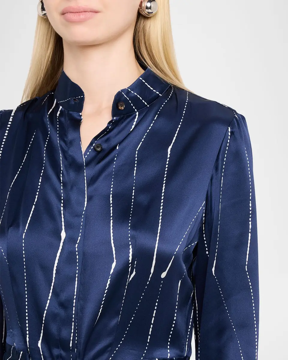 Kiton Long-Sleeve Abstract-Print Silk Maxi Shirtdress | Thumbnail 5 Kiton Long-Sleeve Abstract-Print Silk Maxi Shirtdress | Thumbnail 5