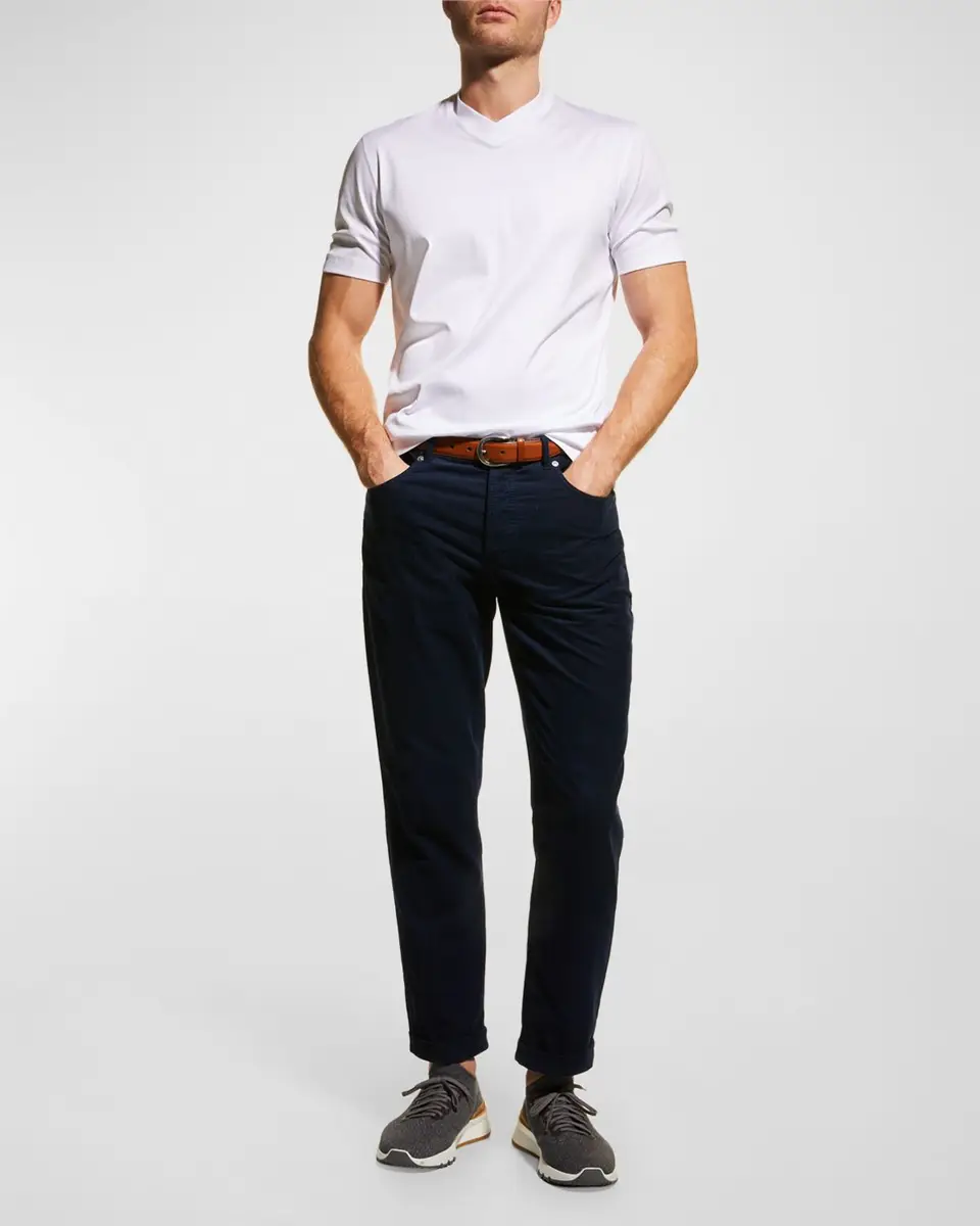 Brunello Cucinelli Men's Basic-Fit V-Neck T-Shirt | Thumbnail 2