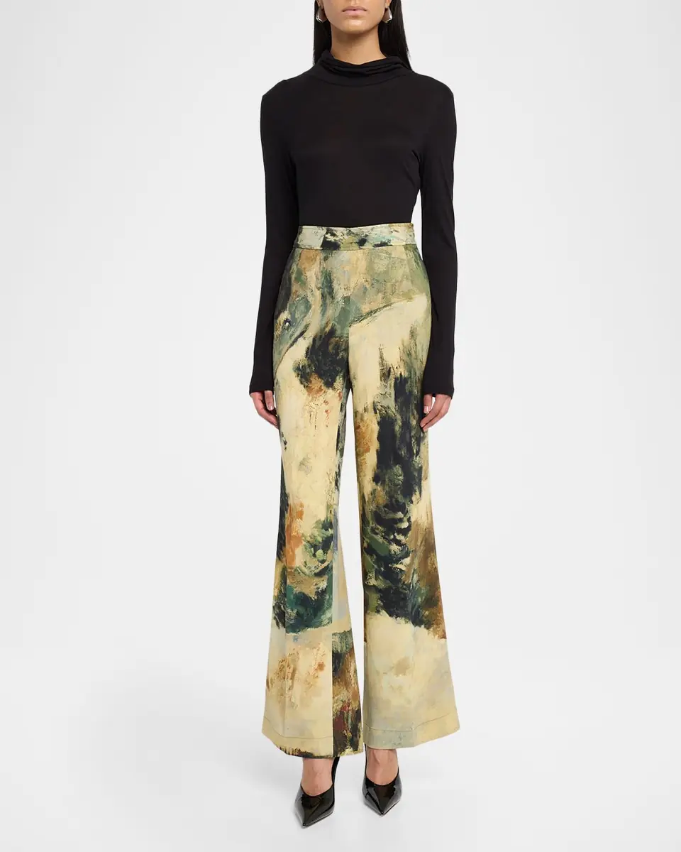 Libertine Modernist Landscape Silk Flare Pants | Thumbnail 2