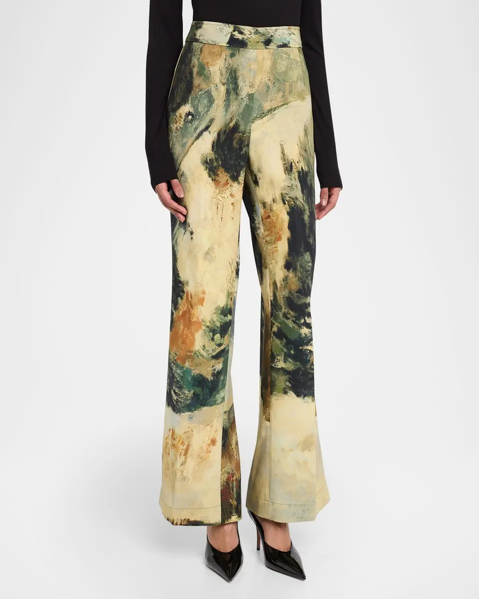 Libertine Modernist Landscape Silk Flare Pants | Thumbnail 4