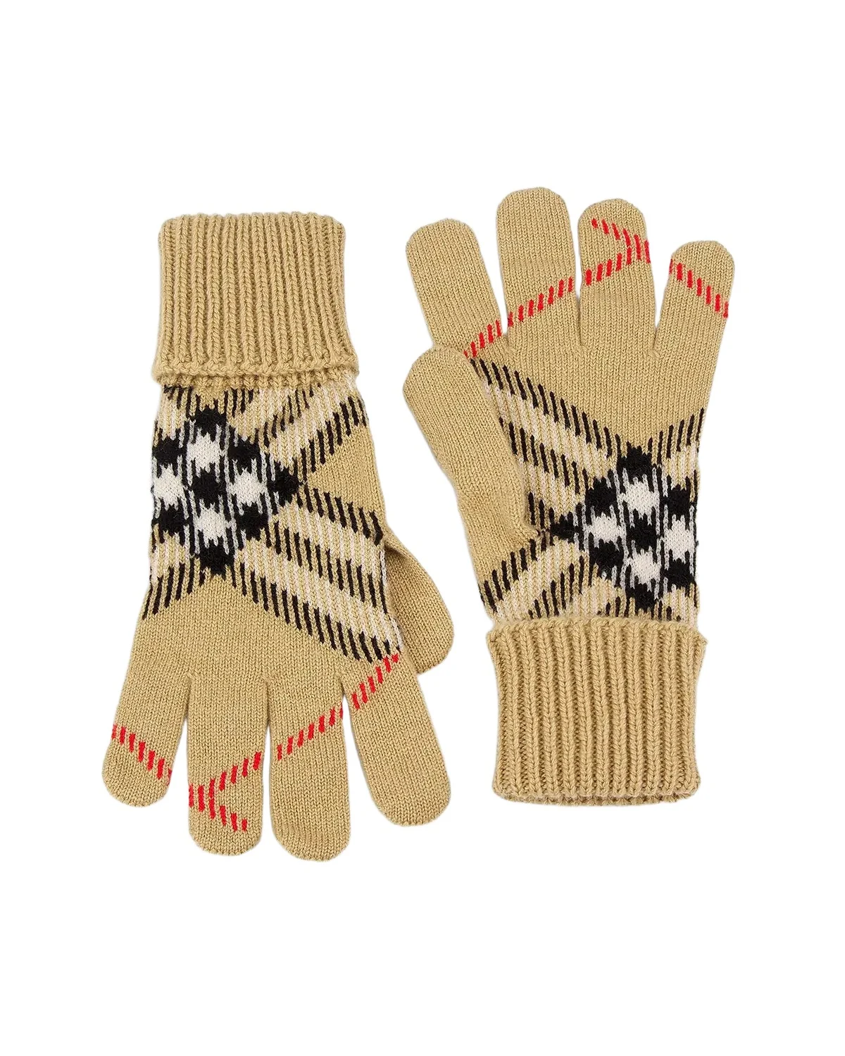 Check Cashmere-Blend Gloves