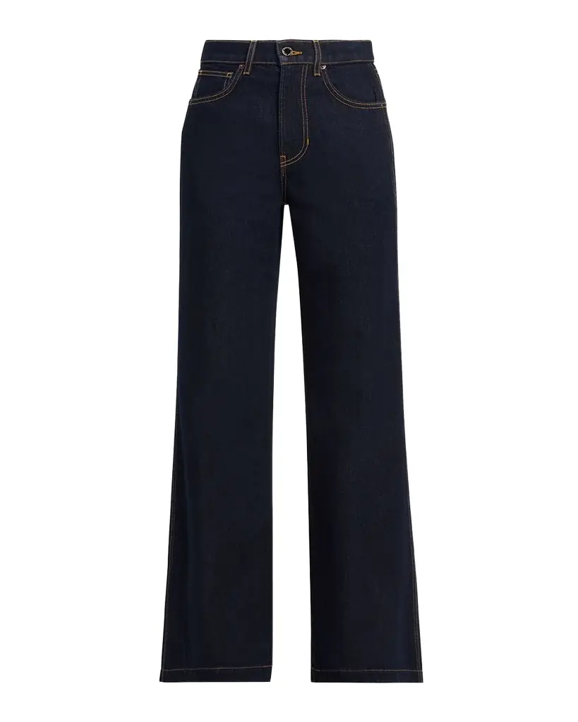 Veronica Beard Kasey Mid-Rise Wide-Leg Jeans