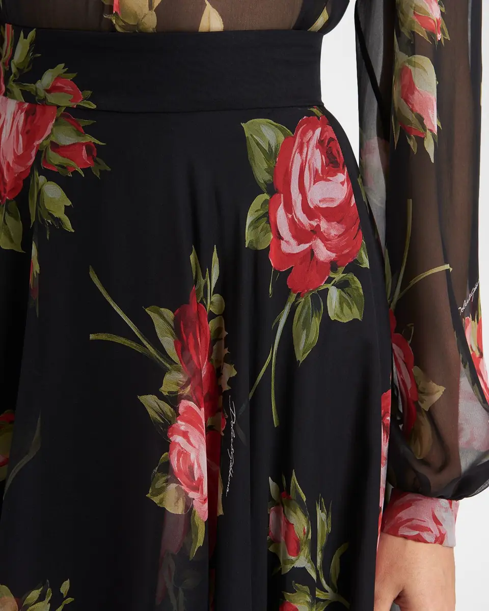 Dolce & Gabbana Rose-Print Overlay Midi Silk Skirt | Thumbnail 5 Dolce & Gabbana Rose-Print Overlay Midi Silk Skirt | Thumbnail 5