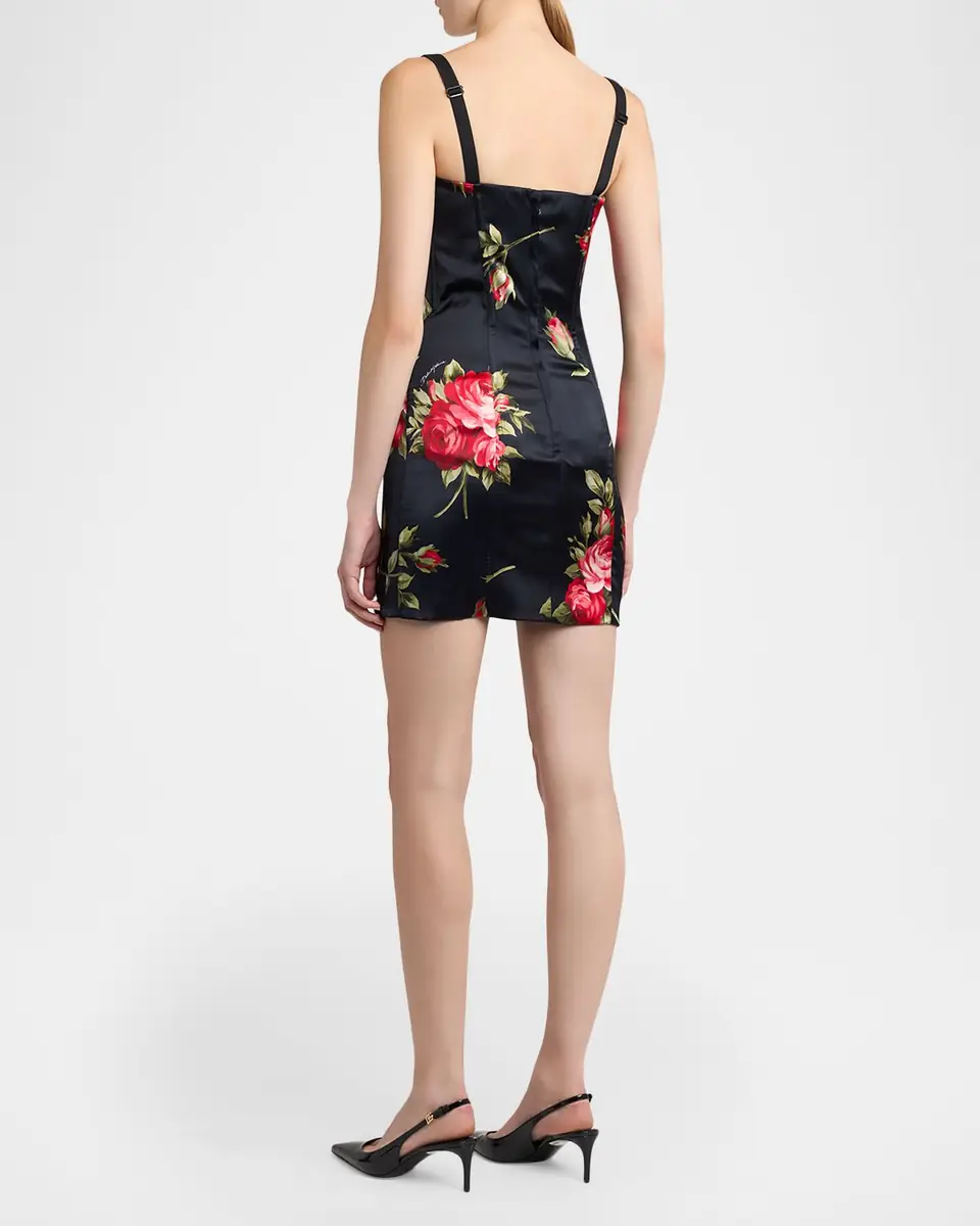 Dolce & Gabbana Floral Satin Bustier Mini Dress | Thumbnail 3