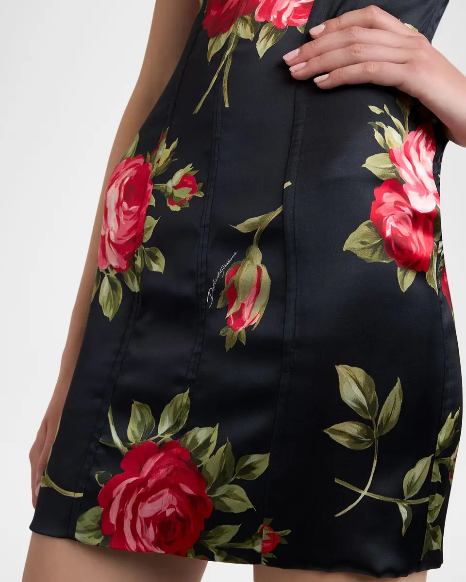 Dolce & Gabbana Floral Satin Bustier Mini Dress | Thumbnail 5