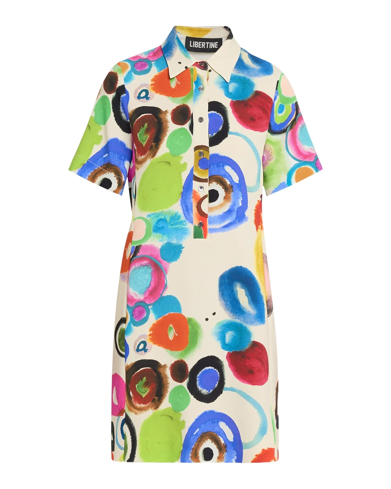 Gouache Printed Preppy Mini Polo Dress