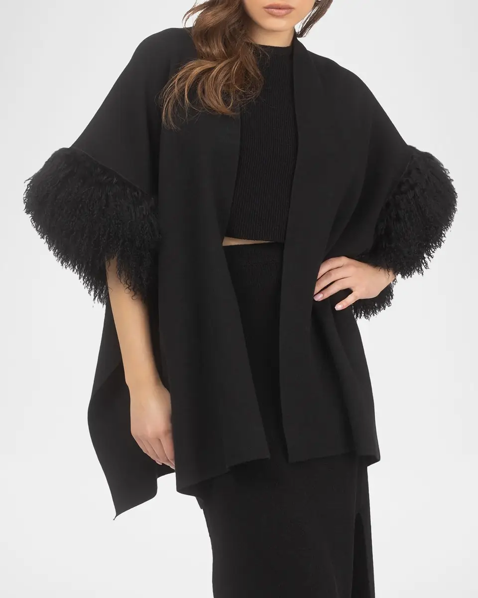 Gorski Knit Wool Vest With Mongolian Lamb Cuffs | Thumbnail 2