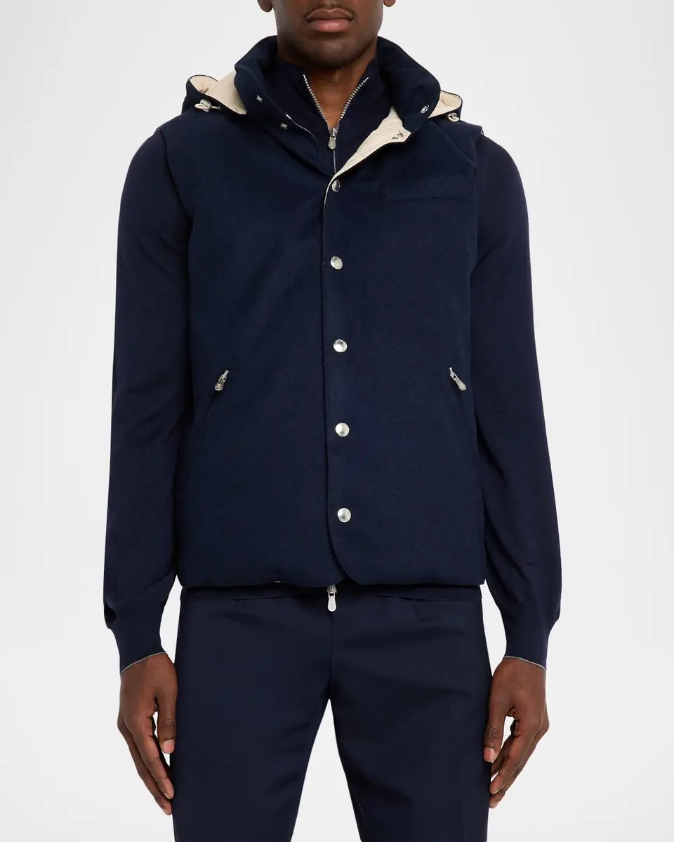 Brunello Cucinelli Men's Wool Flannel Vest | Thumbnail 4