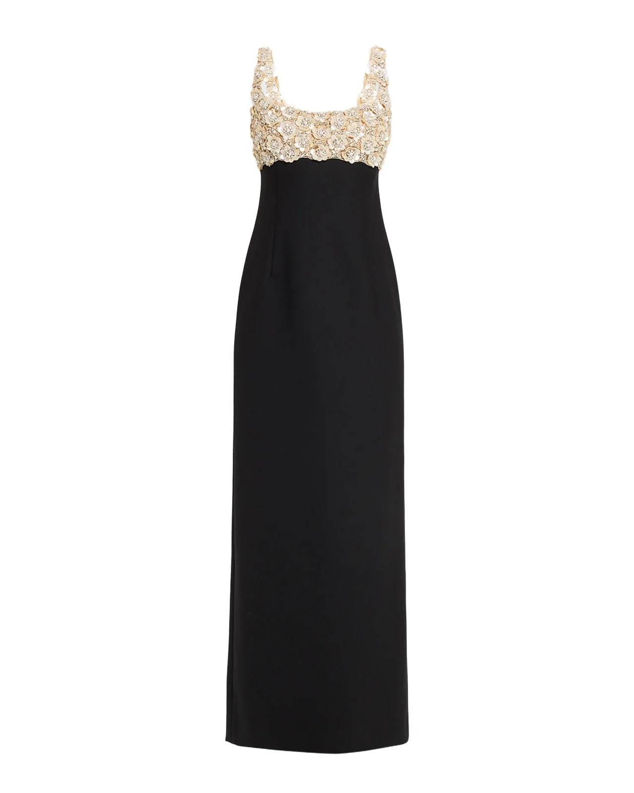 Pearly Embroidered Bustier Column Gown