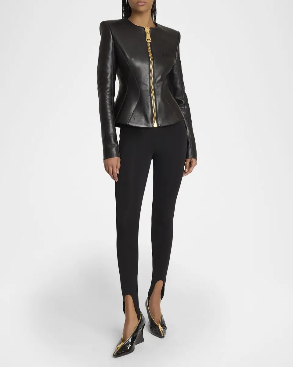 Balmain Fitted Lambskin Leather Jacket | Thumbnail 2 Balmain Fitted Lambskin Leather Jacket | Thumbnail 2