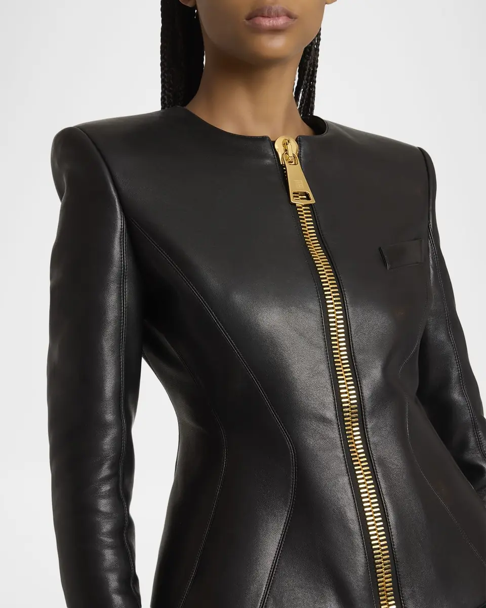 Balmain Fitted Lambskin Leather Jacket | Thumbnail 5 Balmain Fitted Lambskin Leather Jacket | Thumbnail 5