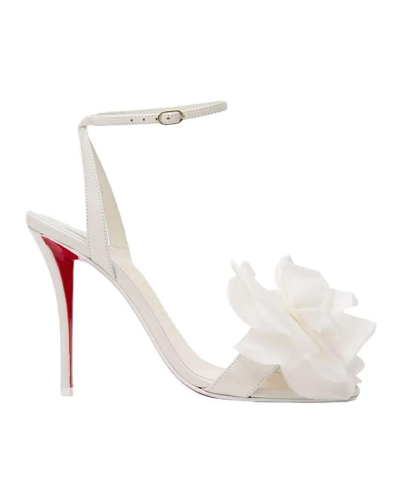 Christian Louboutin 100mm Miss Z Flora Leather Sandals | Image 1 Christian Louboutin 100mm Miss Z Flora Leather Sandals | Image 1