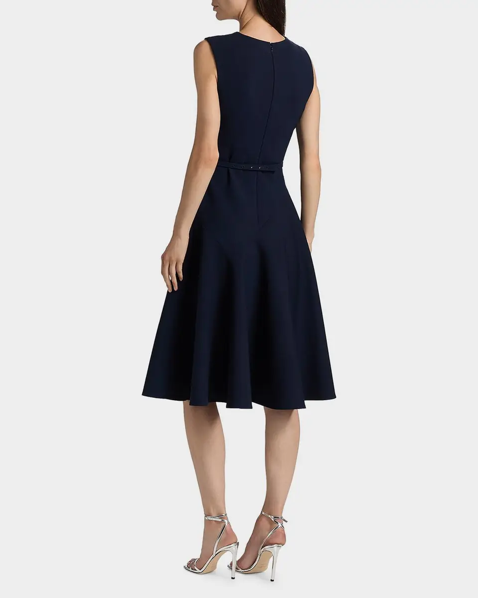 Oscar de la Renta Sleeveless Crystal Belted Stretch Wool Midi Dress | Thumbnail 2 Oscar de la Renta Sleeveless Crystal Belted Stretch Wool Midi Dress | Thumbnail 2