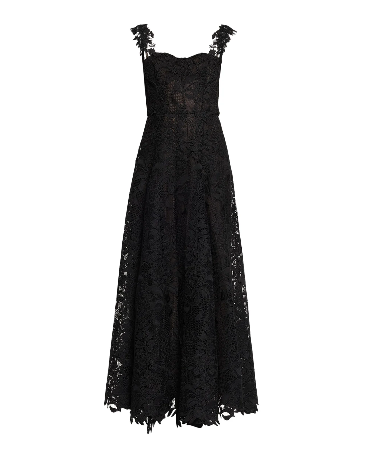 Sleeveless Foxglove Lace Sweetheart-Neck Gown