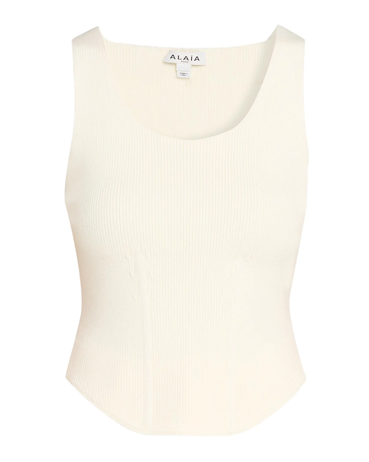 Alaïa Sleeveless Ribbed Knit Corset Top