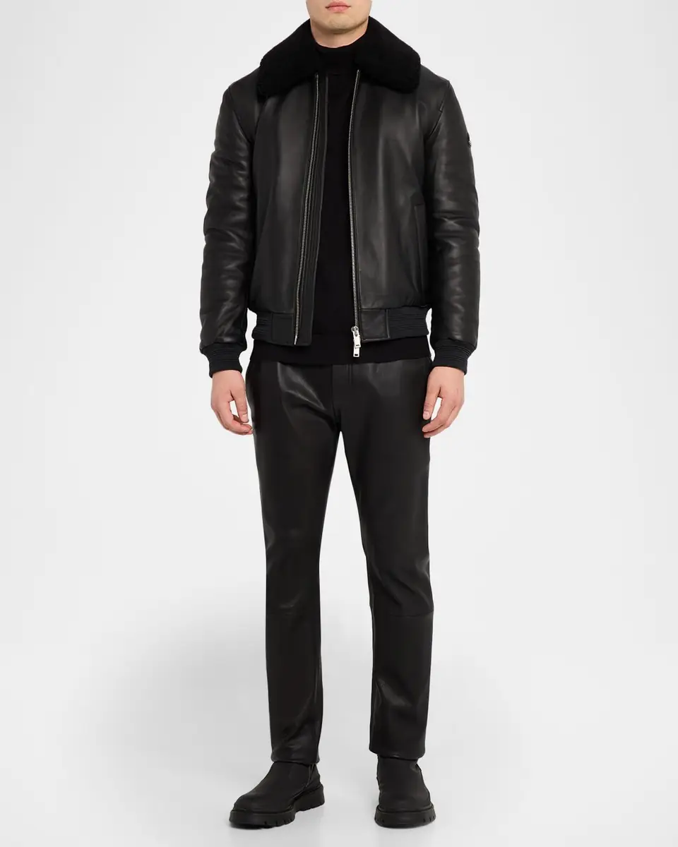 Moose Knuckles Men's Toba Bomber Jacket with Shearling Collar | Thumbnail 2 Moose Knuckles Men's Toba Bomber Jacket with Shearling Collar | Thumbnail 2