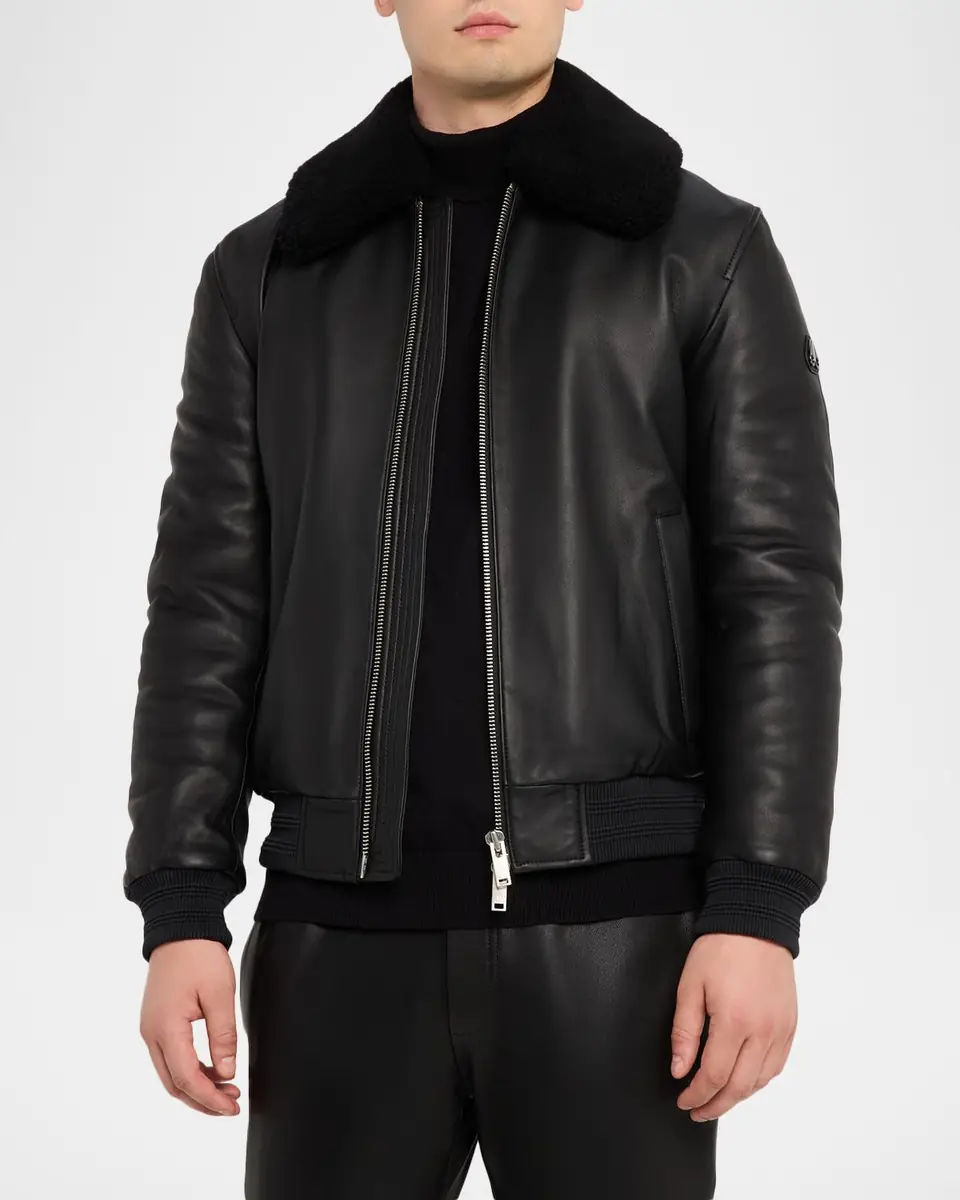 Moose Knuckles Men's Toba Bomber Jacket with Shearling Collar | Thumbnail 4 Moose Knuckles Men's Toba Bomber Jacket with Shearling Collar | Thumbnail 4