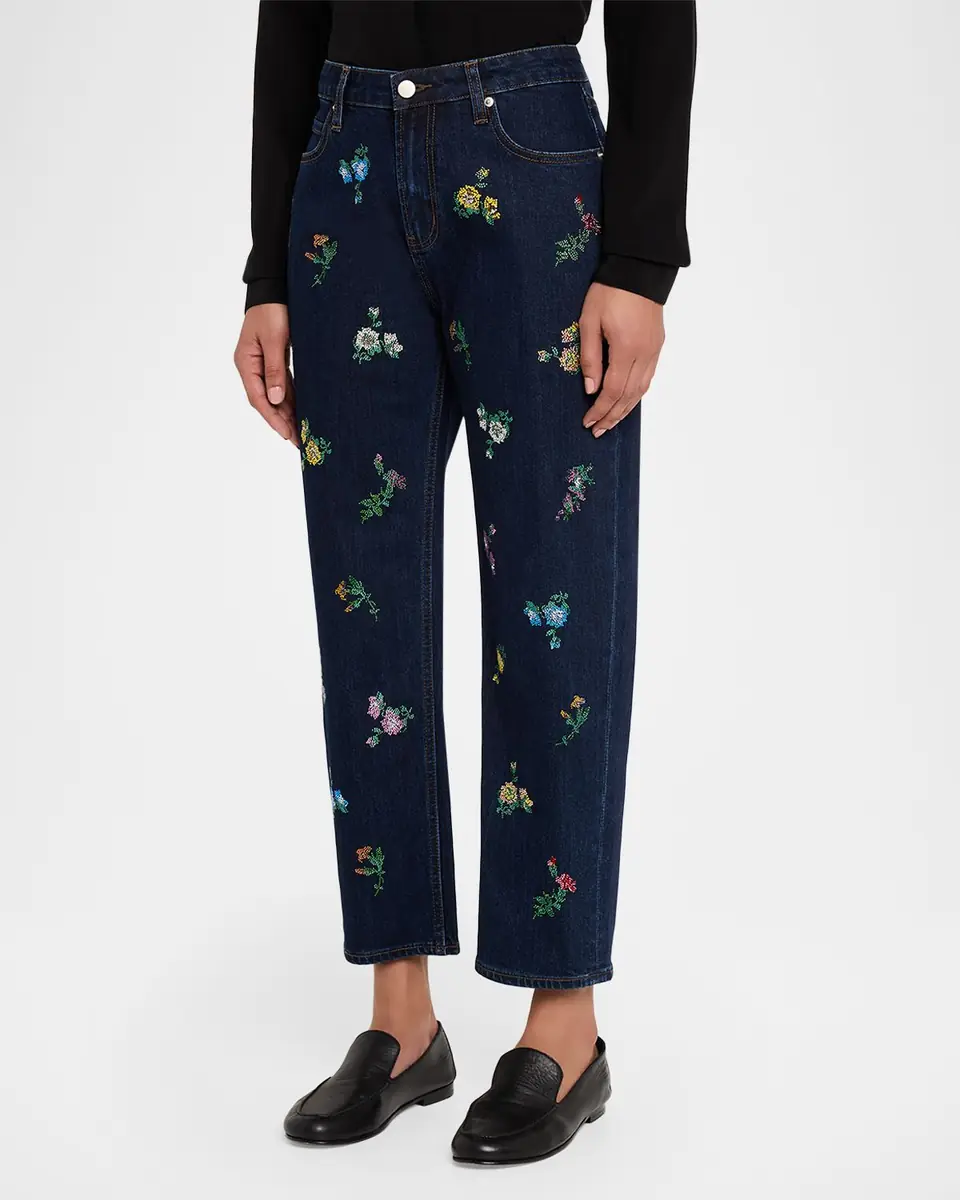 Libertine Joy And Mirth Embellished Straight-Leg Ankle Boyfriend Jeans | Thumbnail 3