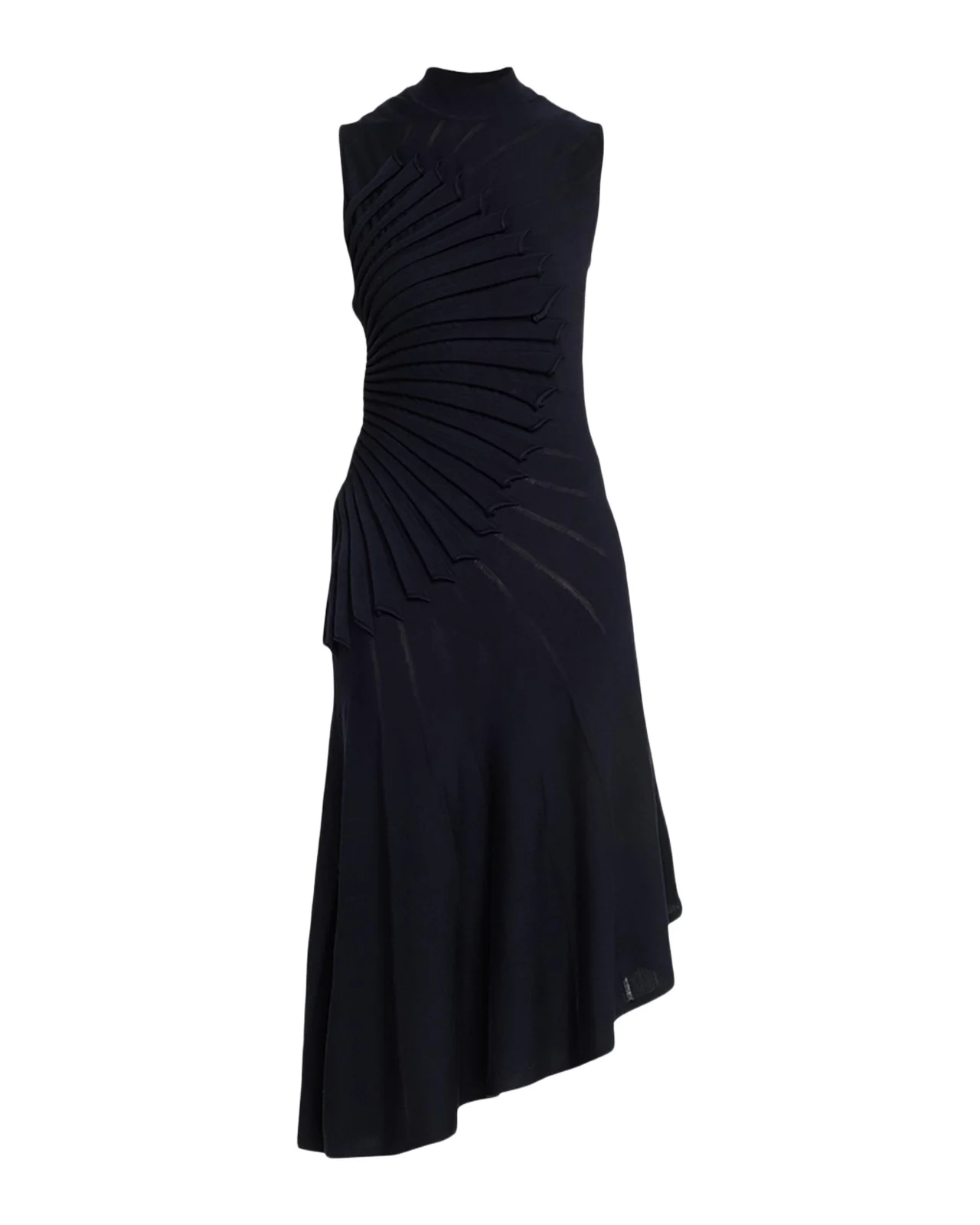 Mock-Neck Sculpting Wool Dress