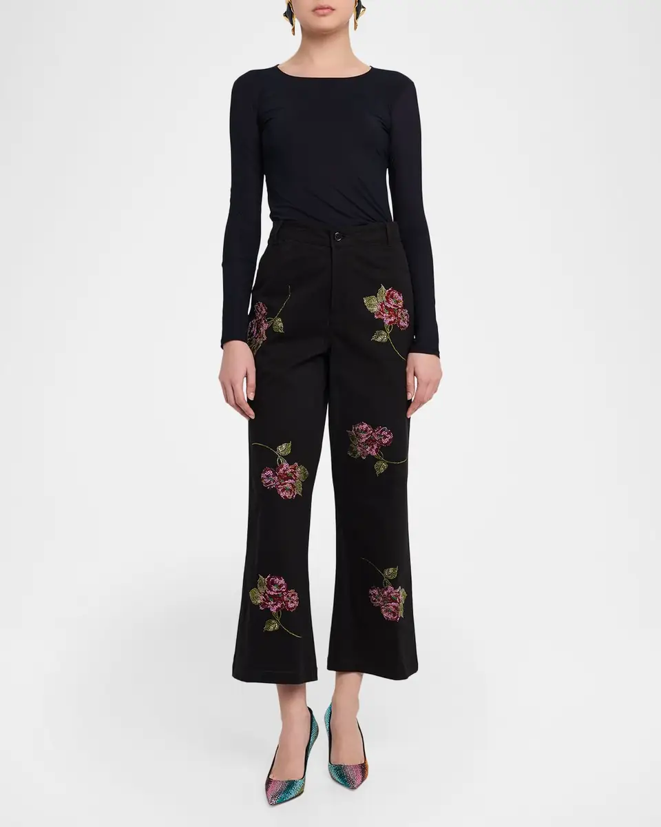 Libertine Primrose Embellished Wide-Leg Crop Pants | Thumbnail 2