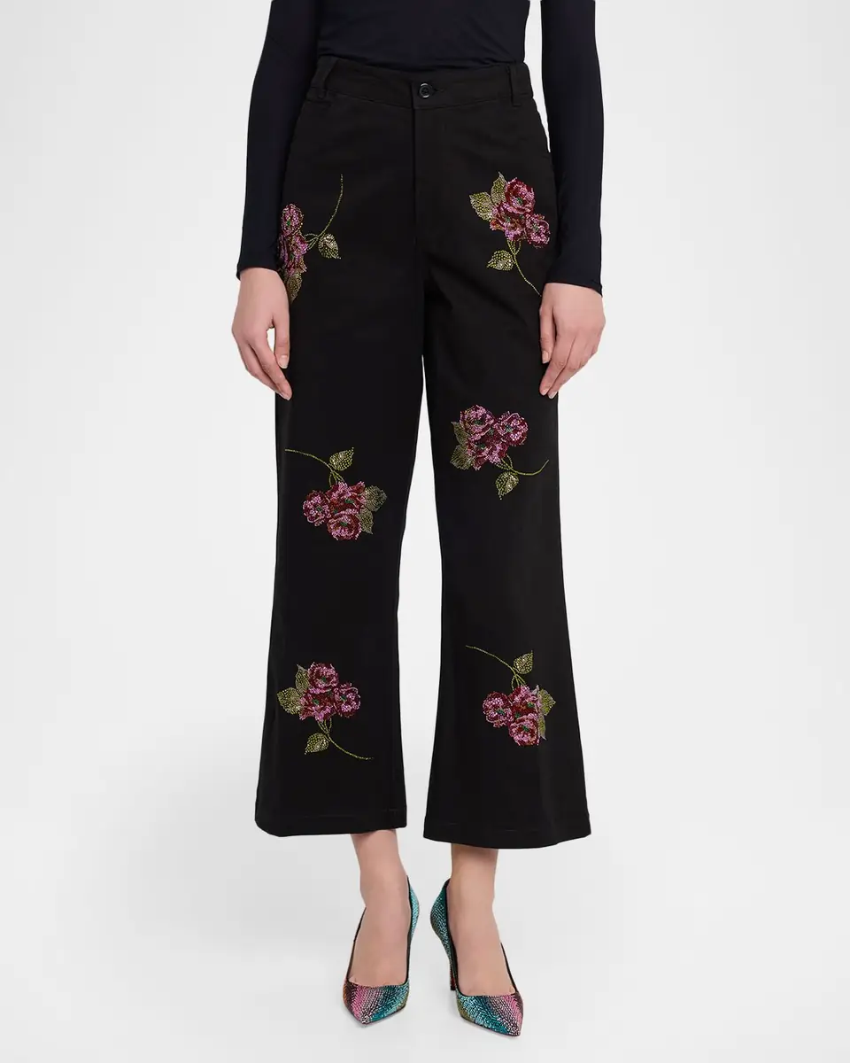 Libertine Primrose Embellished Wide-Leg Crop Pants | Thumbnail 4