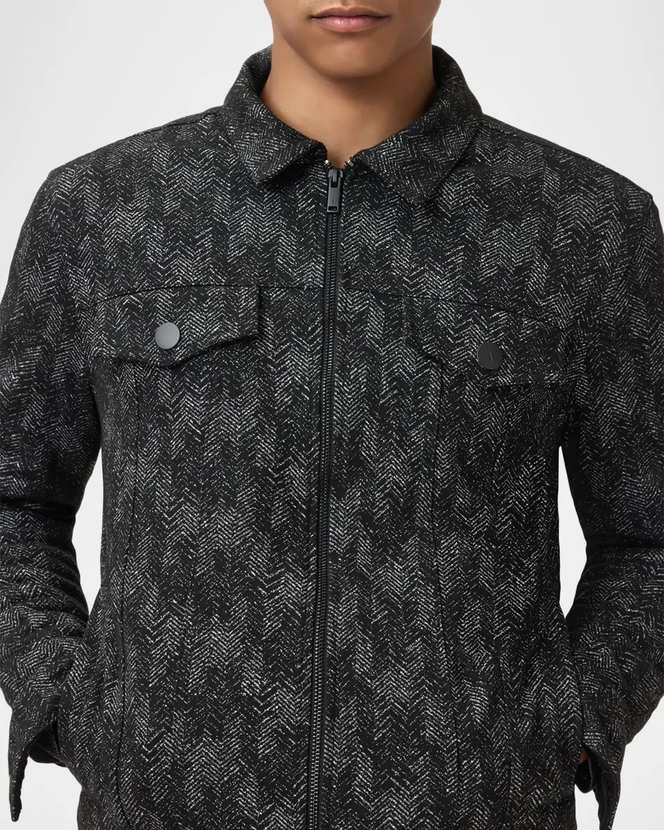 JOHN VARVATOS Men's Hallet Jacquard Herringbone Trucker Jacket | Thumbnail 6 JOHN VARVATOS Men's Hallet Jacquard Herringbone Trucker Jacket | Thumbnail 6