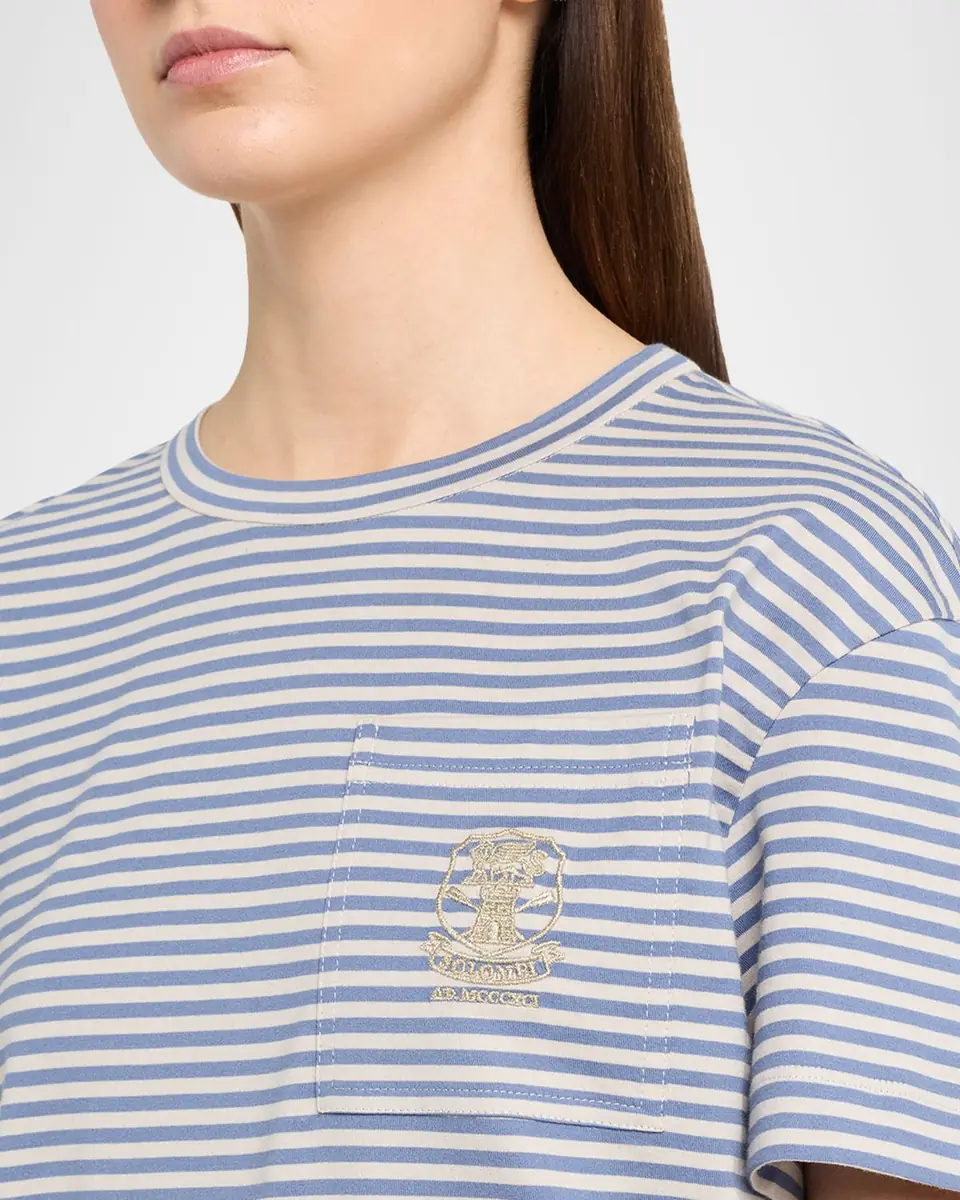 Brunello Cucinelli Striped Cotton Jersey Short-Sleeve T-Shirt | Thumbnail 5 Brunello Cucinelli Striped Cotton Jersey Short-Sleeve T-Shirt | Thumbnail 5