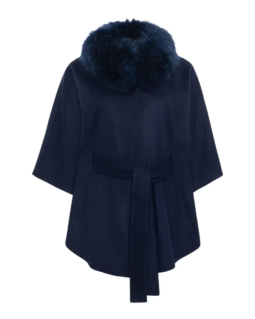 Gorski Select Wool Belted Cape with Select Lamb Collar | Image 1 Gorski Select Wool Belted Cape with Select Lamb Collar | Image 1
