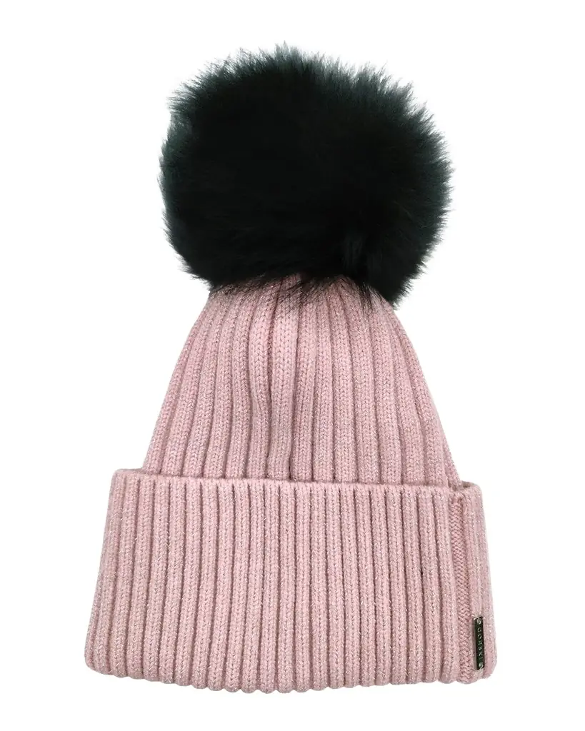 Gorski Metallic Wool-Blend Knit Hat with Select Lamb Pompom | Image 1 Gorski Metallic Wool-Blend Knit Hat with Select Lamb Pompom | Image 1