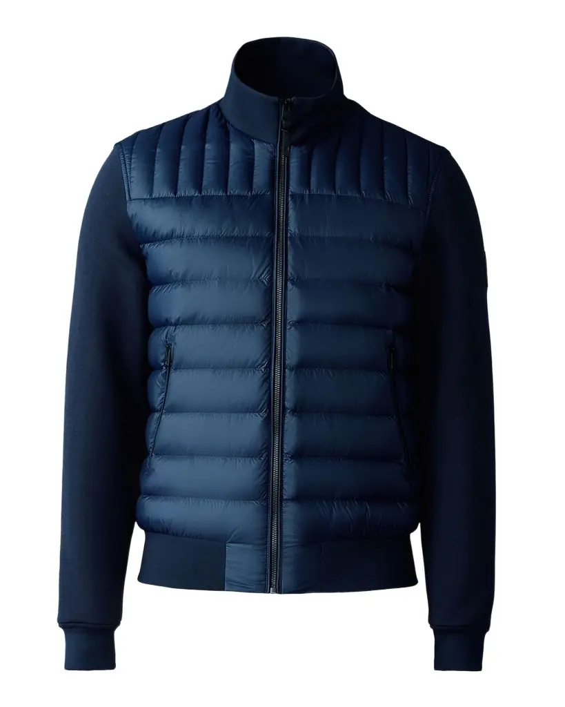 Mackage Men's Collin-R Down Mixed Media Bomber Jacket | Image 1 Mackage Men's Collin-R Down Mixed Media Bomber Jacket | Image 1