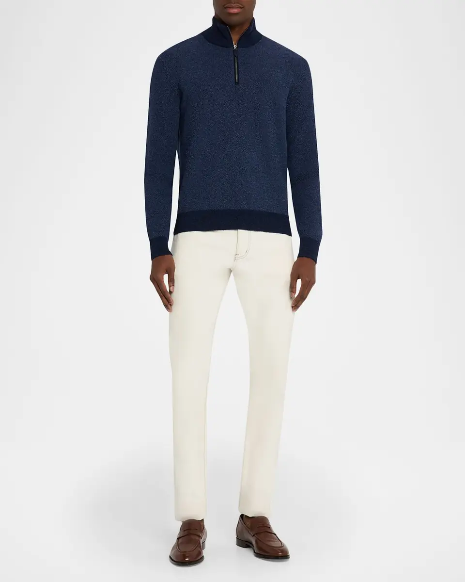 Ralph Lauren Purple Label Men's Birdseye Cashmere Quarter-Zip Sweater | Thumbnail 2 Ralph Lauren Purple Label Men's Birdseye Cashmere Quarter-Zip Sweater | Thumbnail 2