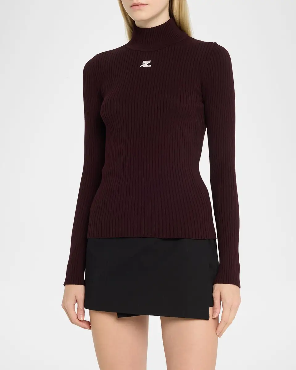 Courrèges Turtleneck Long-Sleeve Rib Sweater | Thumbnail 4 Courrèges Turtleneck Long-Sleeve Rib Sweater | Thumbnail 4